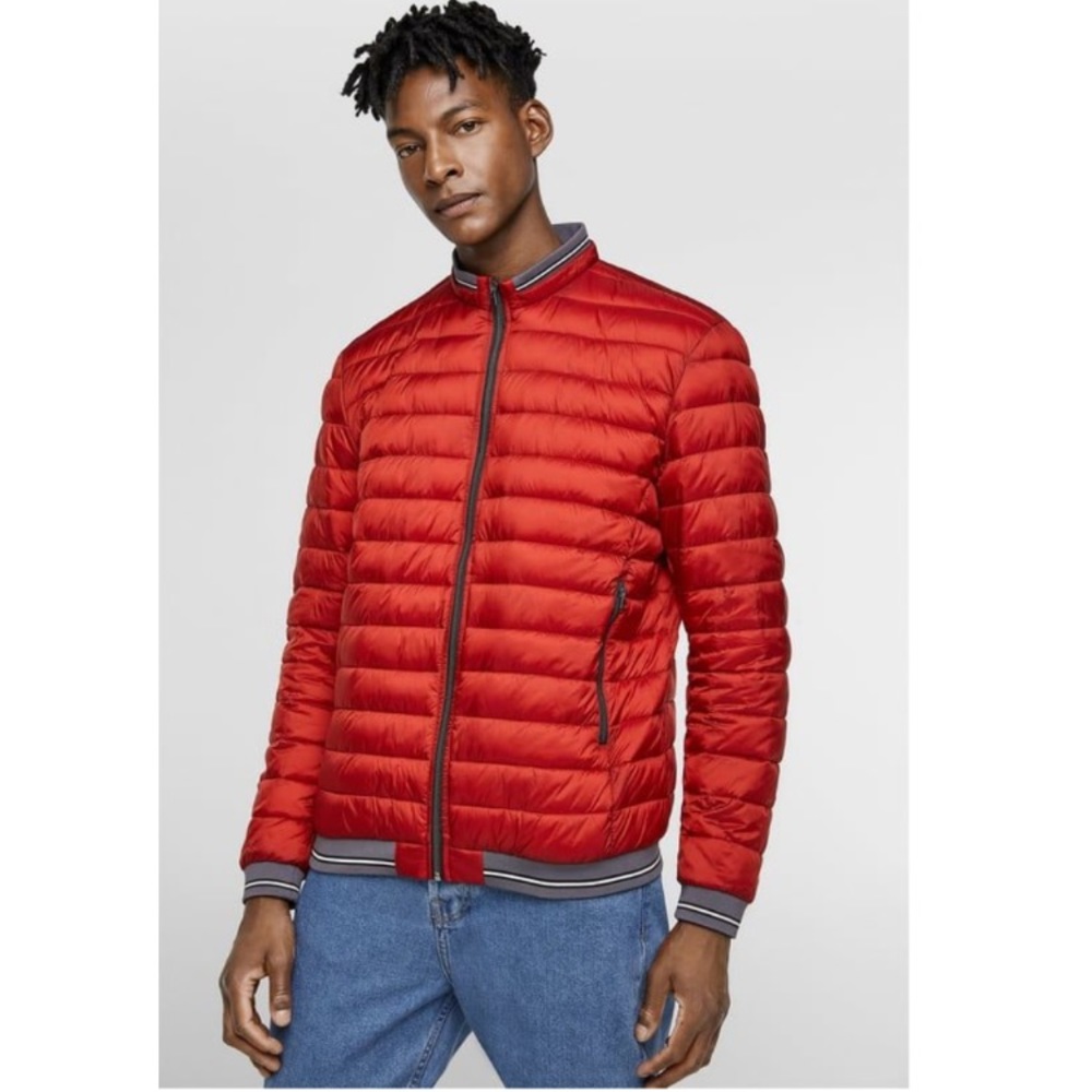 Zara red bubble puffer coat